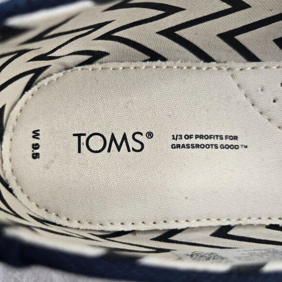 Toms Alpargata Slip On Shoes Canvas Navy Blue Minimalist Comfort Flats Size 9.5 - Picture 10 of 11